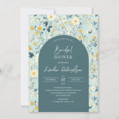 Boho arch waterverf pastel groene wilde bloemen kaart (Voorkant)
