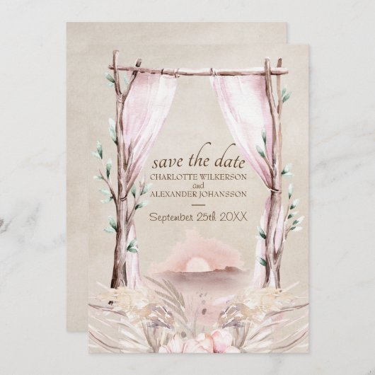 Boho Arch Waterverf Sunset on the Beach Kaart (Voorkant / Achterkant)