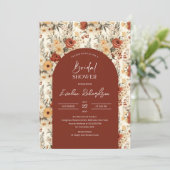 Boho arch waterverf terracotta geel wilde bloemen kaart (Staand voorkant)