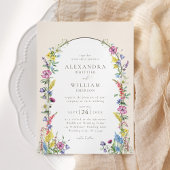 Boho Arch Waterverf Wildflower Bruiloft Kaart