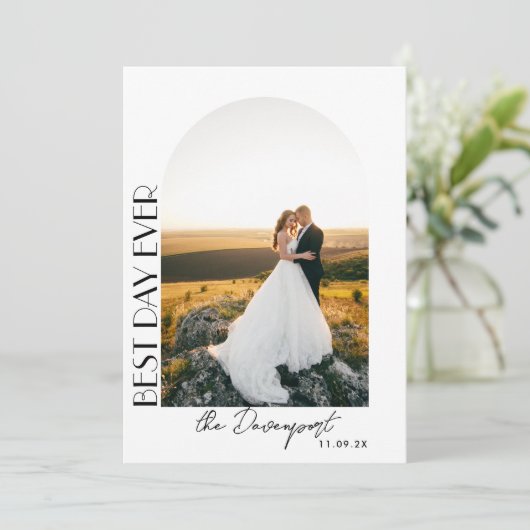 Boho Arch Wedding Foto Dank je Bedankkaart (Staand voorkant)