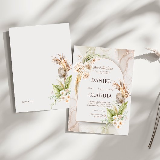 Boho Arch Wedding Invitation Set | Bewerkbare mini Kaart