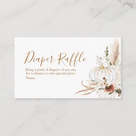 Boho Arch White Baby shower Diaper Raffle Informatiekaartje (Voorkant)