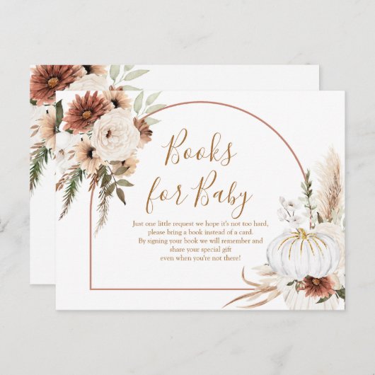 Boho Arch White Pumpkin - Breng een boekenbrokje Uitnodiging Briefkaart (Voorkant / Achterkant)