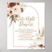 Boho Arch White Pumpkin Floral Night Diapers Poster (Voorkant)