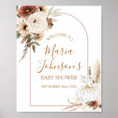 Boho Arch White Pumpkin Floral Welcome Sign Poster (Voorkant)