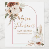 Boho Arch White Pumpkin Floral Wine Label Wijn Etiket (Enkel label)