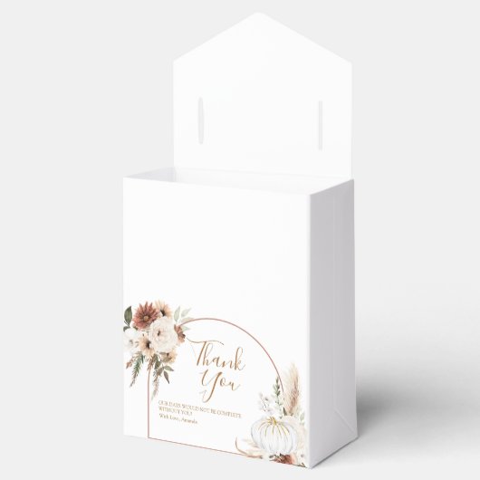 Boho Arch White Pumpkin-Herfst, verliefd op Favor  Bedankdoosjes (Geopend)