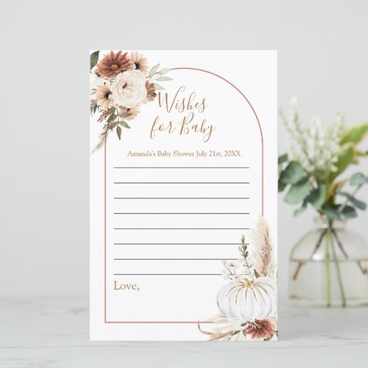 Boho Arch White Pumpkin Waterverf wenst Baby (Staand voorkant)