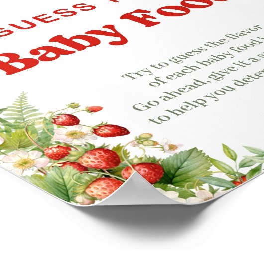 Boho Arch Wild Strawberry Guess The Baby Food spel Poster (Hoek)