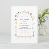 Boho Arch Wildflower Bloemen Lijst Baby shower Kaart (Staand voorkant)