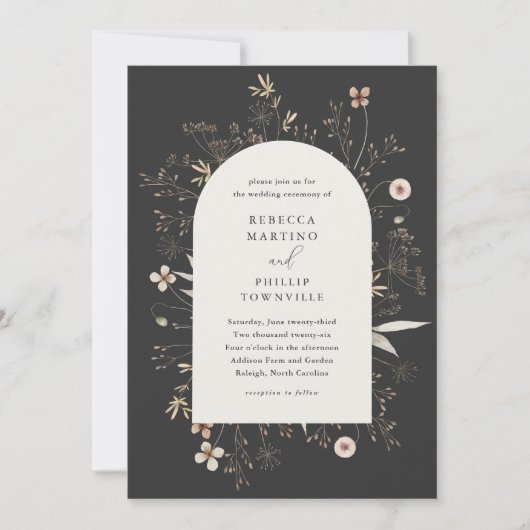Boho Arch Wildflower Wedding Kaart (Voorkant)