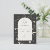 Boho Arch Wildflower Wedding RSVP Kaartje (Staand voorkant)