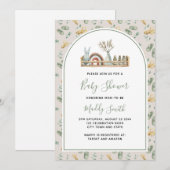 Boho Arch Wood Toys Green Rainbow Baby shower Kaart (Voorkant / Achterkant)