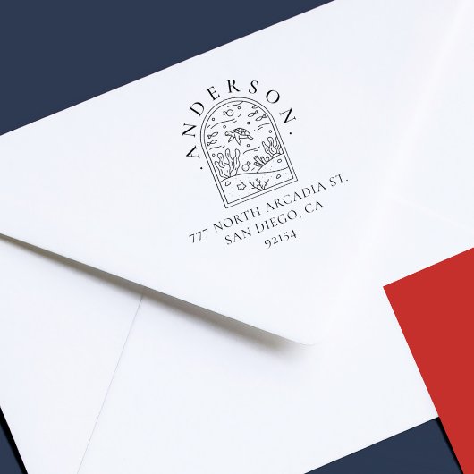 Boho Arch Zee Turtle Aangepast retouradres Rubberstempel