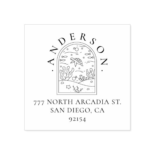 Boho Arch Zee Turtle Aangepast retouradres Rubberstempel (Afrduk)