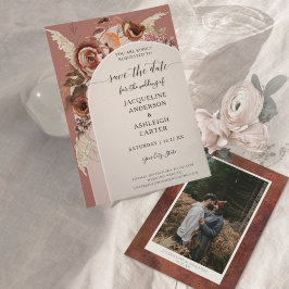 BOHO Arched BOHO Elegant Herfst Floral Pampas Gras Save The Date