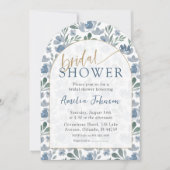 Boho Arched Vrijgezellenfeest Dusty Blue Floral Kaart (Voorkant)