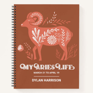 Boho Aries Zodiac Sign Personalized Journal Notitieboek