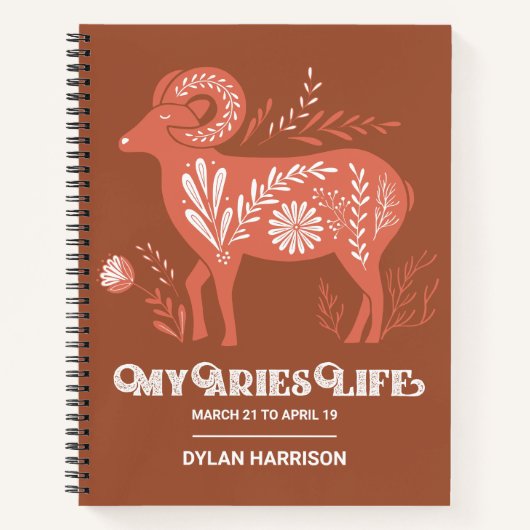Boho Aries Zodiac Sign Personalized Journal Notitieboek (Voorkant)