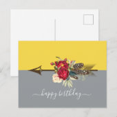 Boho Arrow Colorblock Birthday Briefkaart (Voorkant / Achterkant)
