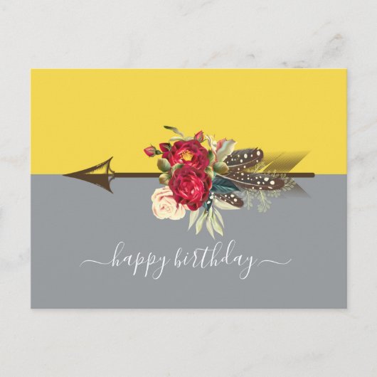 Boho Arrow Colorblock Birthday Briefkaart (Voorkant)