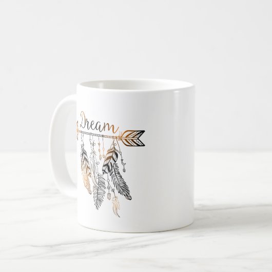 Boho Arrow en Feather Dream Koffiemok (Voorkant links)