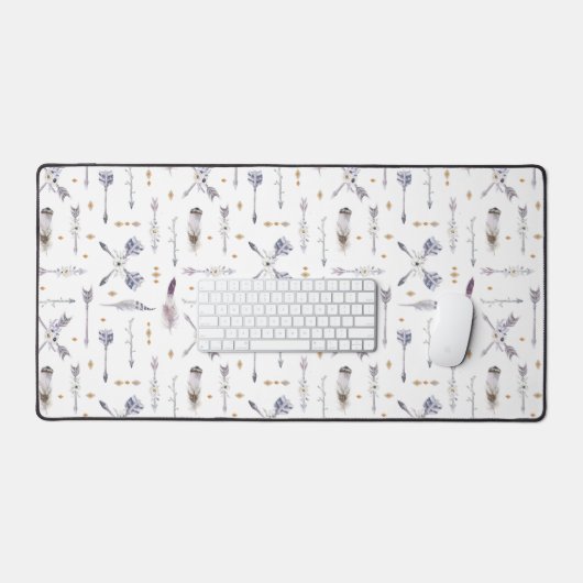 Boho Arrow & Feather Pattern Bureaumat (Keyboard & Muis)