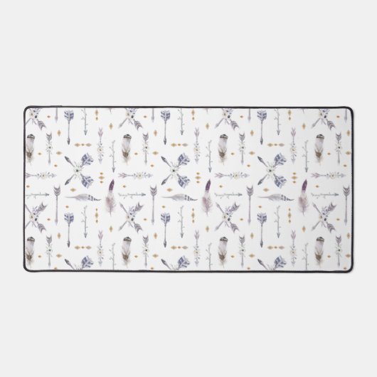 Boho Arrow & Feather Pattern Bureaumat (Voorkant)