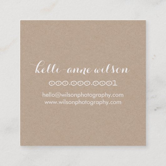 BOHO ARROW LOGO rustiek modern wit kraft Vierkante Visitekaartje (Achterkant)