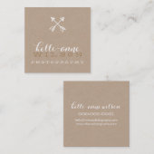 BOHO ARROW LOGO rustiek modern wit kraft Vierkante Visitekaartje (Voorkant / Achterkant)