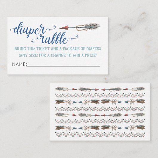 Boho Arrow Luier Raffle Ticket Informatiekaartje (Voorkant / Achterkant)