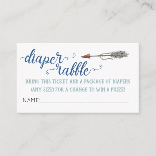 Boho Arrow Luier Raffle Ticket Informatiekaartje (Voorkant)