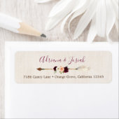 Boho Arrow Peach & Bourgogne Muziek Bloemenadres Etiket (Insitu)