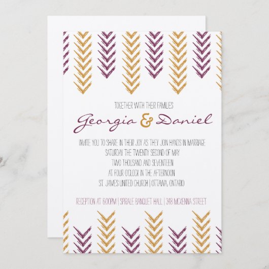 Boho Arrowhead bruiloft uitnodiging (Voorkant / Achterkant)