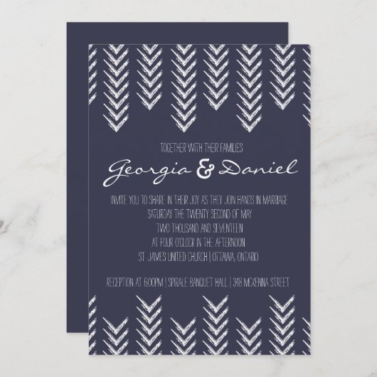 Boho Arrowhead bruiloft uitnodiging (Voorkant / Achterkant)