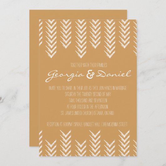 Boho Arrowhead bruiloft uitnodiging (Voorkant / Achterkant)