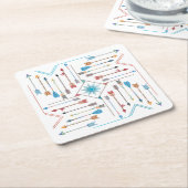 Boho Arrows en Sun V11 Sq ID748 Kartonnen Onderzetters (Schuin)