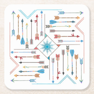 Boho Arrows en Sun V11 Sq ID748 Kartonnen Onderzetters