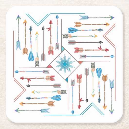 Boho Arrows en Sun V11 Sq ID748 Kartonnen Onderzetters (Voorkant)