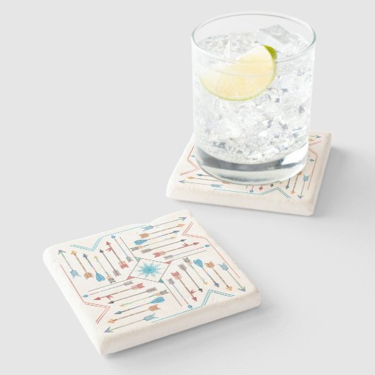 Boho Arrows en Sun V11 Sq ID748 Stenen Onderzetter (Zijkant)