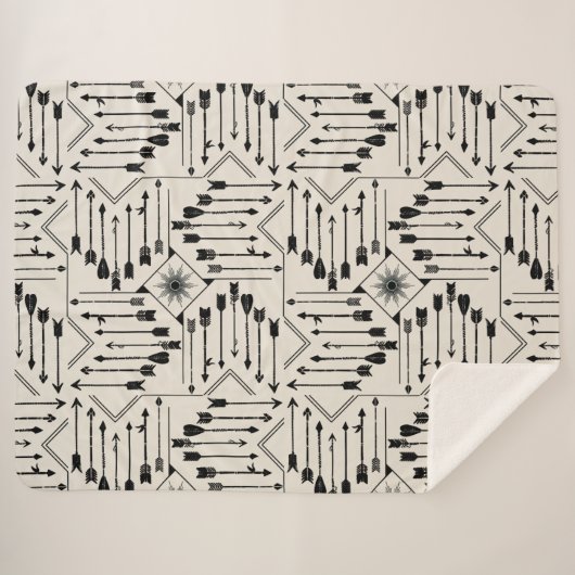Boho Arrows en Sun V12 ID748 Sherpa Deken (Voorkant (horizontaal))