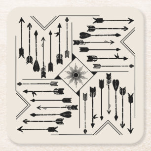 Boho Arrows en Sun V12 Sq ID748 Kartonnen Onderzetters