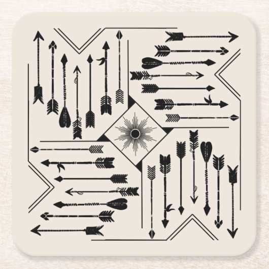 Boho Arrows en Sun V12 Sq ID748 Kartonnen Onderzetters (Voorkant)