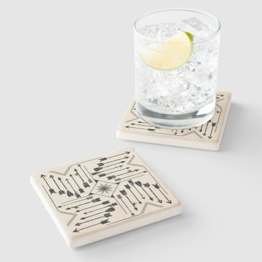 Boho Arrows en Sun V12 Sq ID748 Stenen Onderzetter (Zijkant)