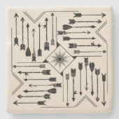 Boho Arrows en Sun V12 Sq ID748 Stenen Onderzetter (Voorkant)