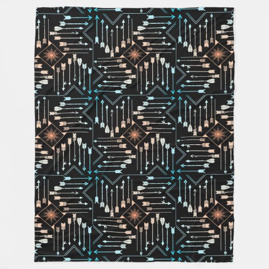 Boho Arrows en Sun V1 ID748 Fleece Deken (Voorkant)