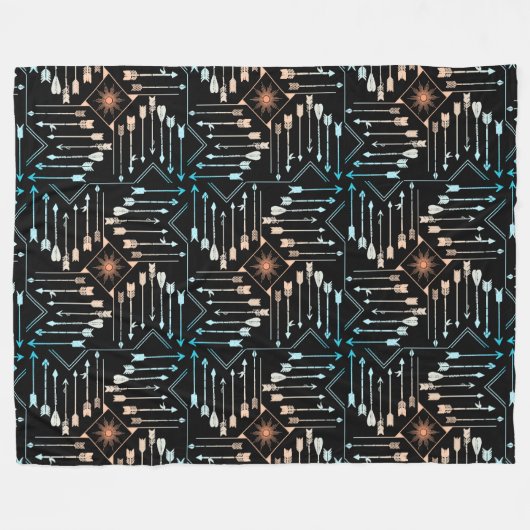 Boho Arrows en Sun V1 ID748 Fleece Deken (Voorkant (Horizontaal))
