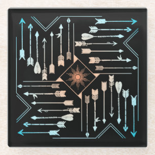 Boho Arrows en Sun V1 ID748 Glazen Onderzetter