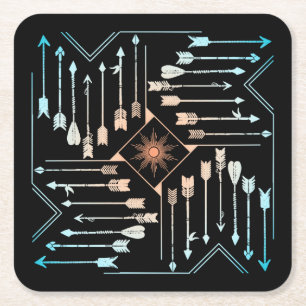 Boho Arrows en Sun V1 ID748 Kartonnen Onderzetters